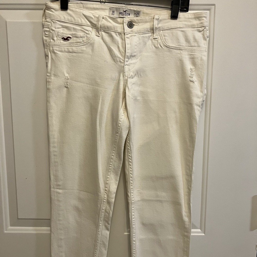 Hollister Y2K Ivory/Off White Jeans Size 9R 29x28 Women's Ankle Zip